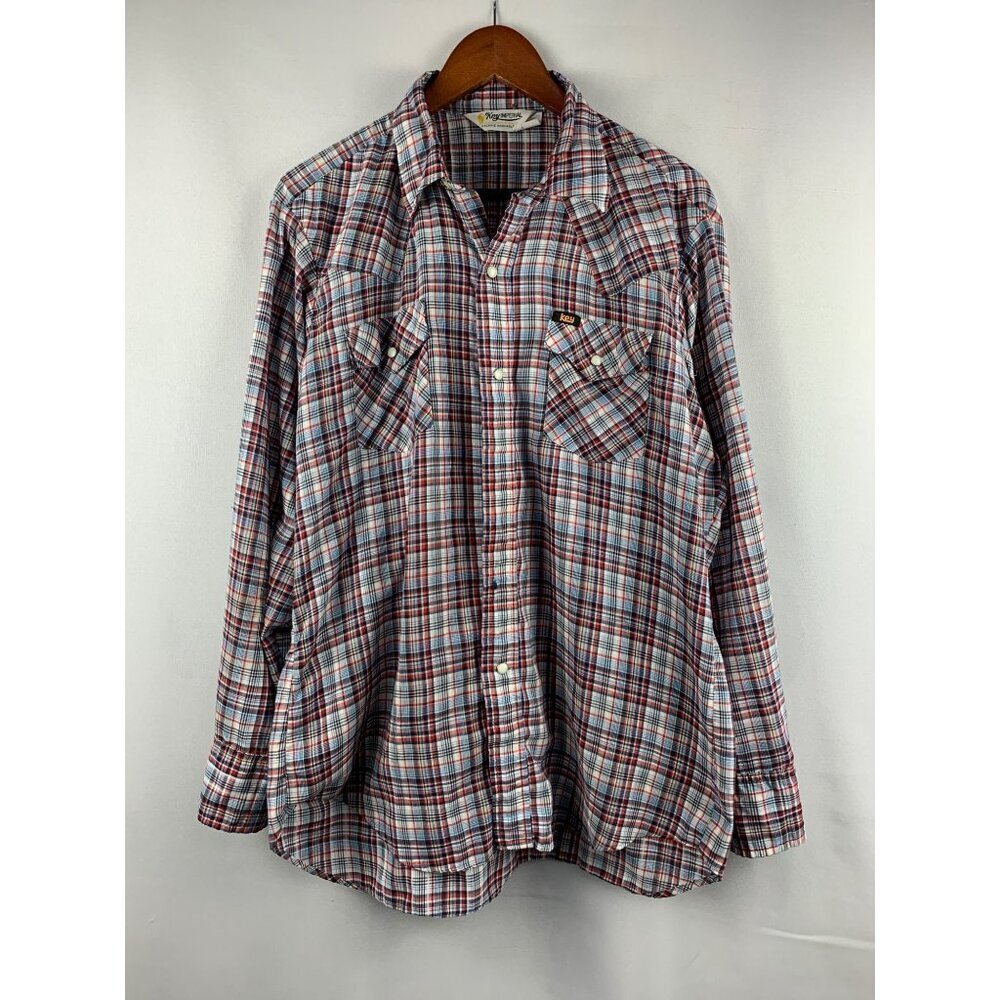 Key Imperial Mens Plaid Button-Up Shirt Size L